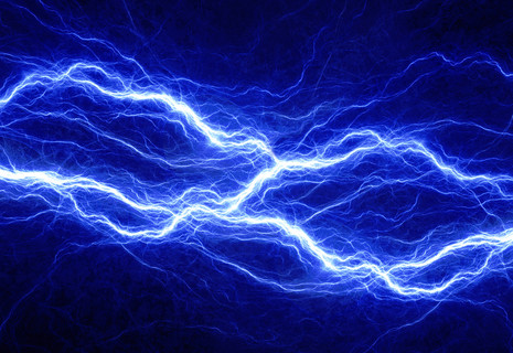 蓝色的电力照明，抽象的电气背景