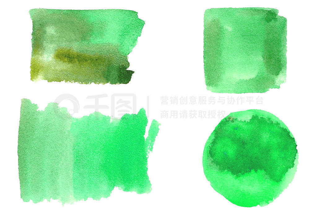 Set of watercolor brush stroke, stain, splatter and shapes: circ