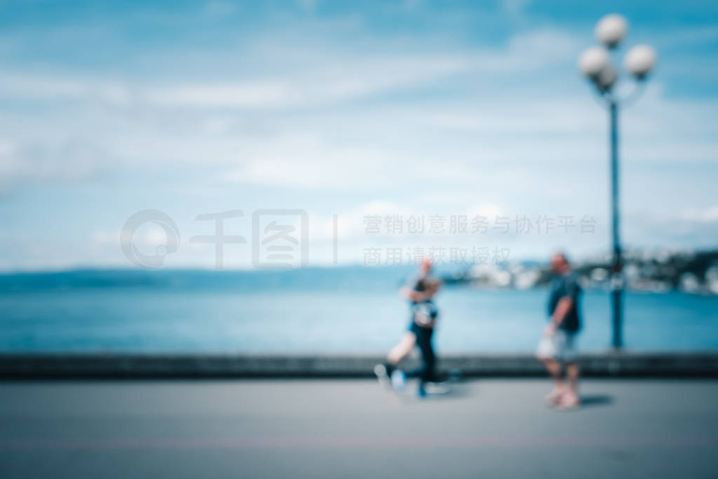 Blur image of Wellington City waterfront view in the capital of