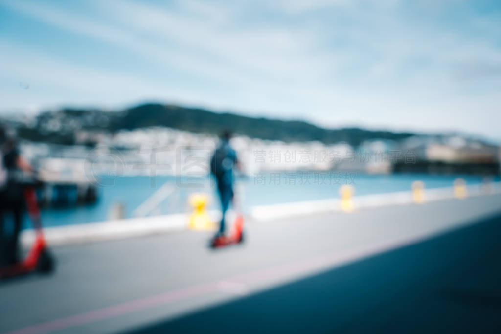 Blur image of Wellington City waterfront view in the capital of