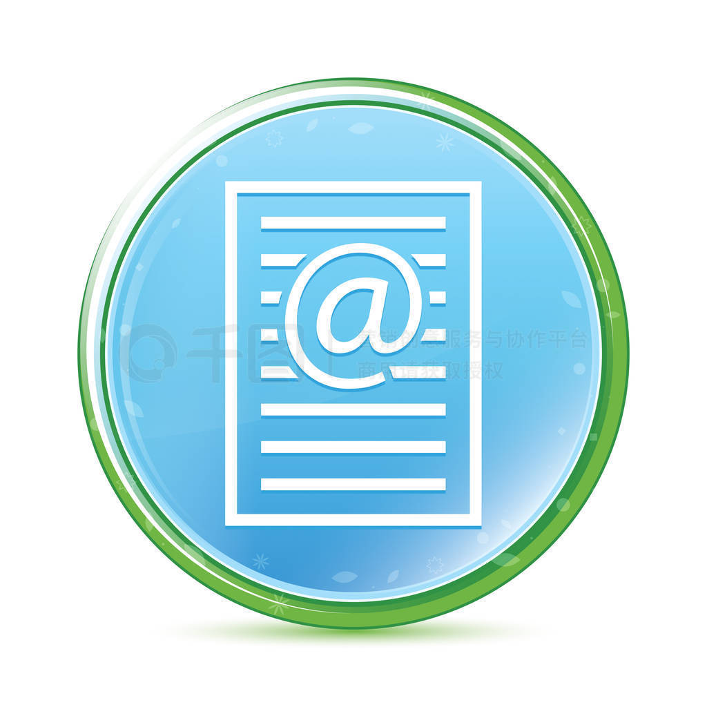 Email address page icon natural aqua cyan blue round button