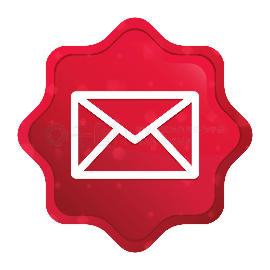 Email icon misty rose red starburst sticker button