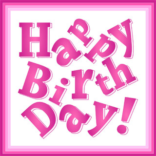 生日快乐粉红色贺卡为女孩，打破打印文本，方形格式