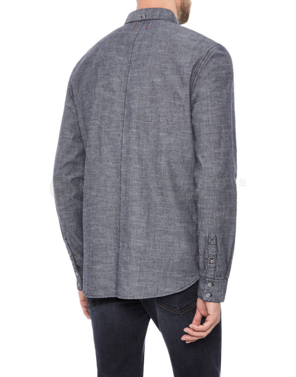 Formal grey shirt for men paired with denim and white background