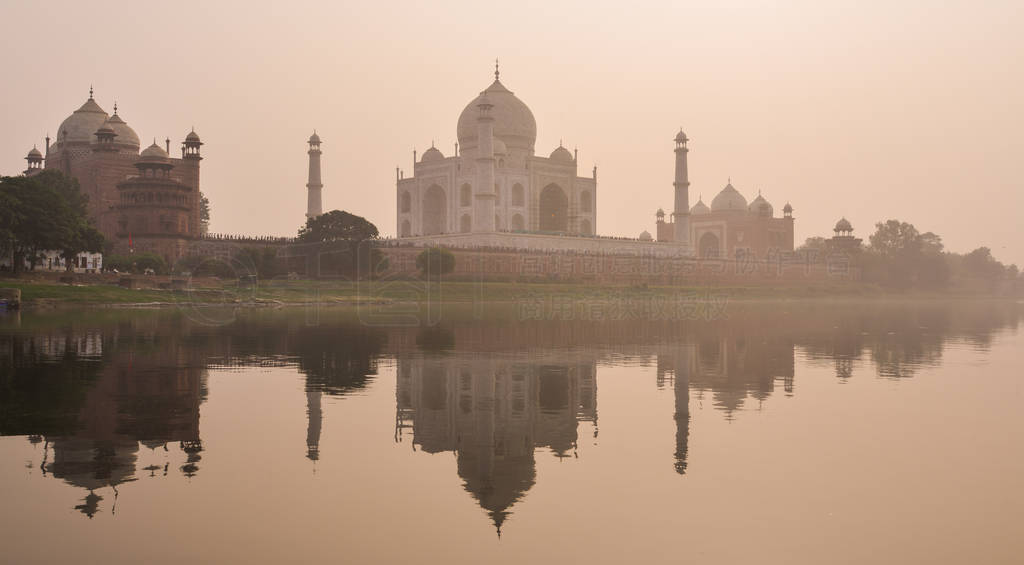 Taj Mahal reflected in Yamuna river