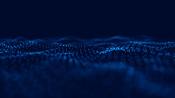 波3d。粒子波。抽象的蓝色几何背景。大数据可视化。数据技术抽象未来派插图。3d渲染。