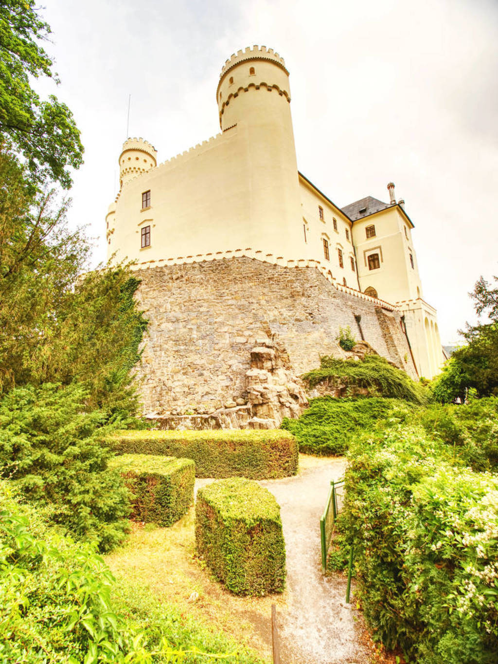 Monumental medieval gothic Orlik castle above Orlik dam