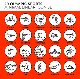 3等距运动员p奥运会体育图标击剑击剑击剑击剑击剑奥运会线图标集