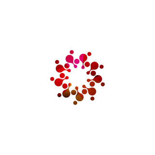 数字彩色隔离的环形 logo 模板。程式化的抽象雪花、 花或太阳矢量图。波尔卡圆点圆形标志