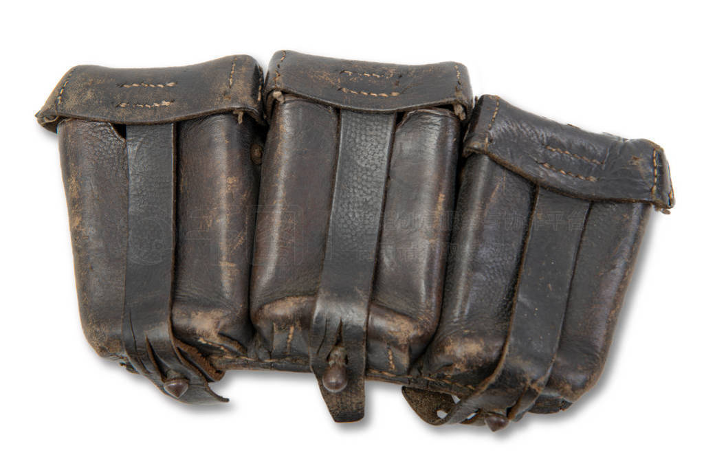 ww 2 german leather ammo pouch isolated on white background