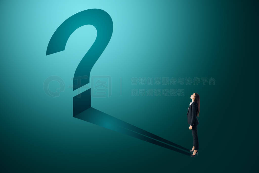 Businesswoman with blue question mark