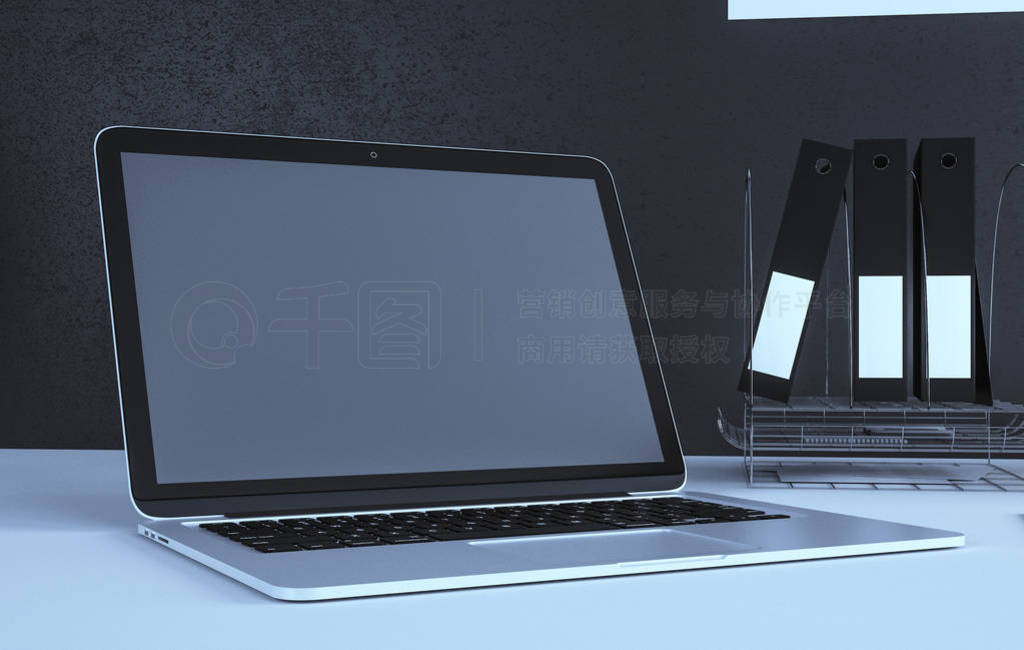 Modern designer desktop with laptop