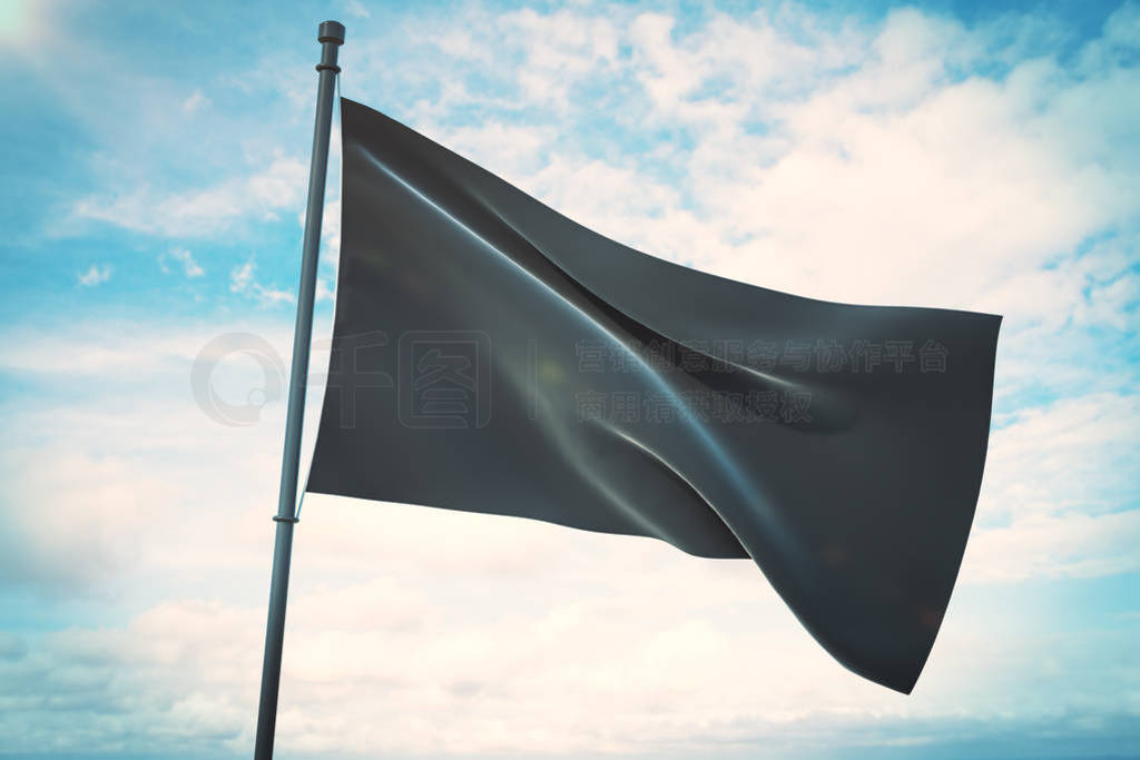 Empty black flag in sky