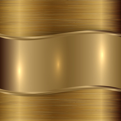 2白色背景上闪亮的拉丝金属板横幅0243金子或古铜色金属抽象技术背景