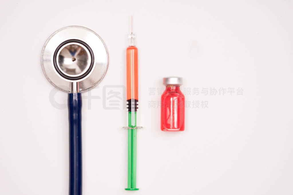 medical tool or medical equipment,stethoscope,syringe