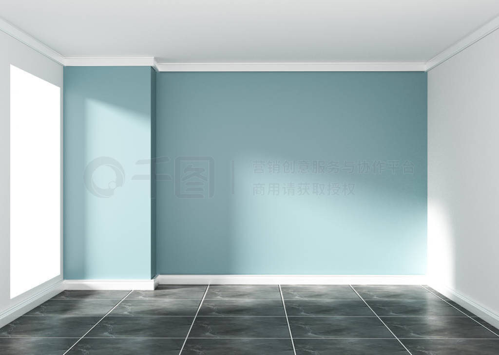 Empty mint room interior design 3d rendering