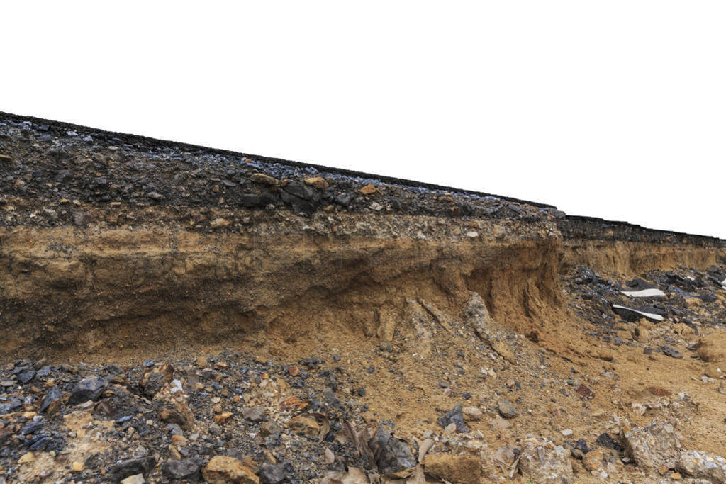 Close up background texture of soil, rock, gravel, asphalt road
