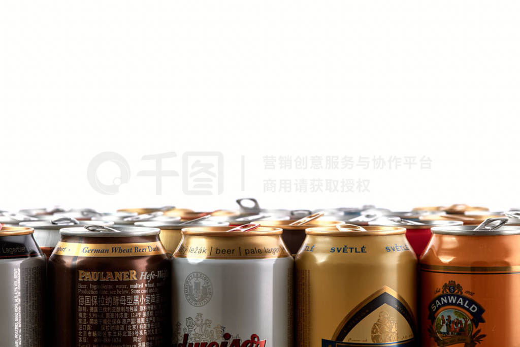 Empty aluminium drinks cans for recycling.