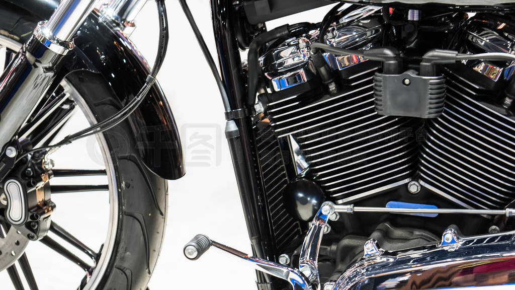 Background of side view of motorcycle engine with part of front