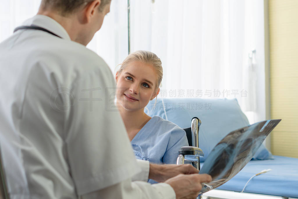 healthcare background of physical doctor with Xray film on hand