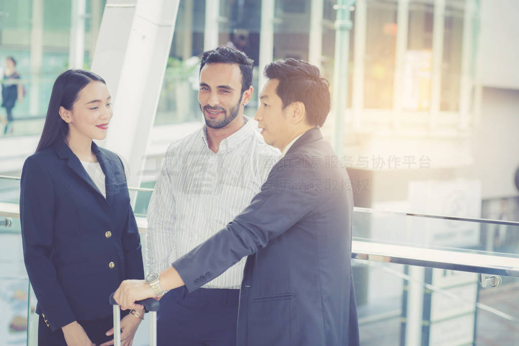 handsome asian young businessman and businesswoman three people