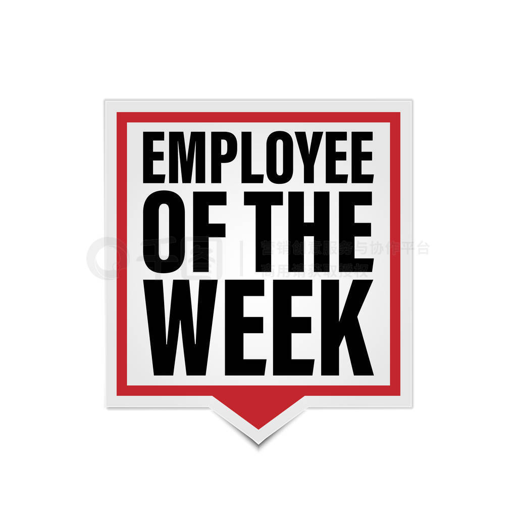 Employee of the week red web paper icon label on white backgroun