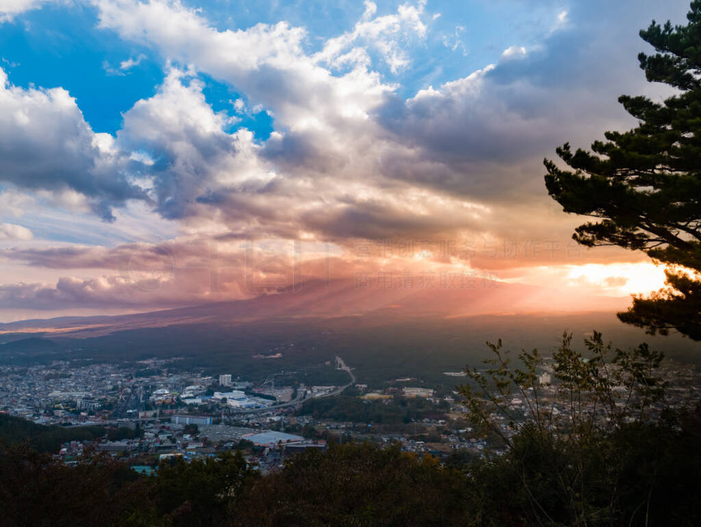 Mount Fuji and Fujiyoshida town