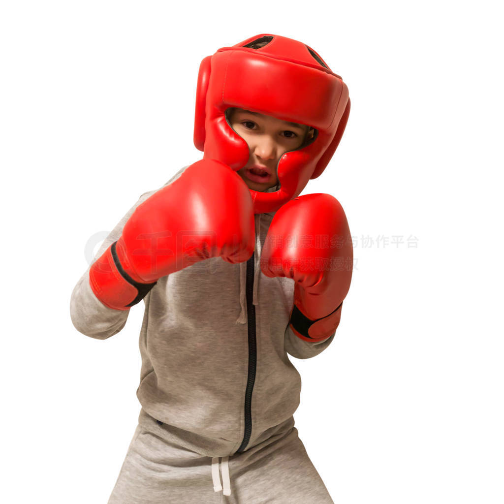 Young sportsman boxer fighting in gloves in boxing. Isolated on