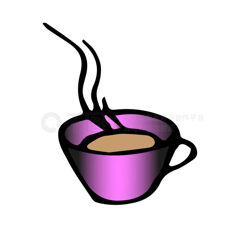 illustration pink cup of tea coffee . drink to your beloved. lo