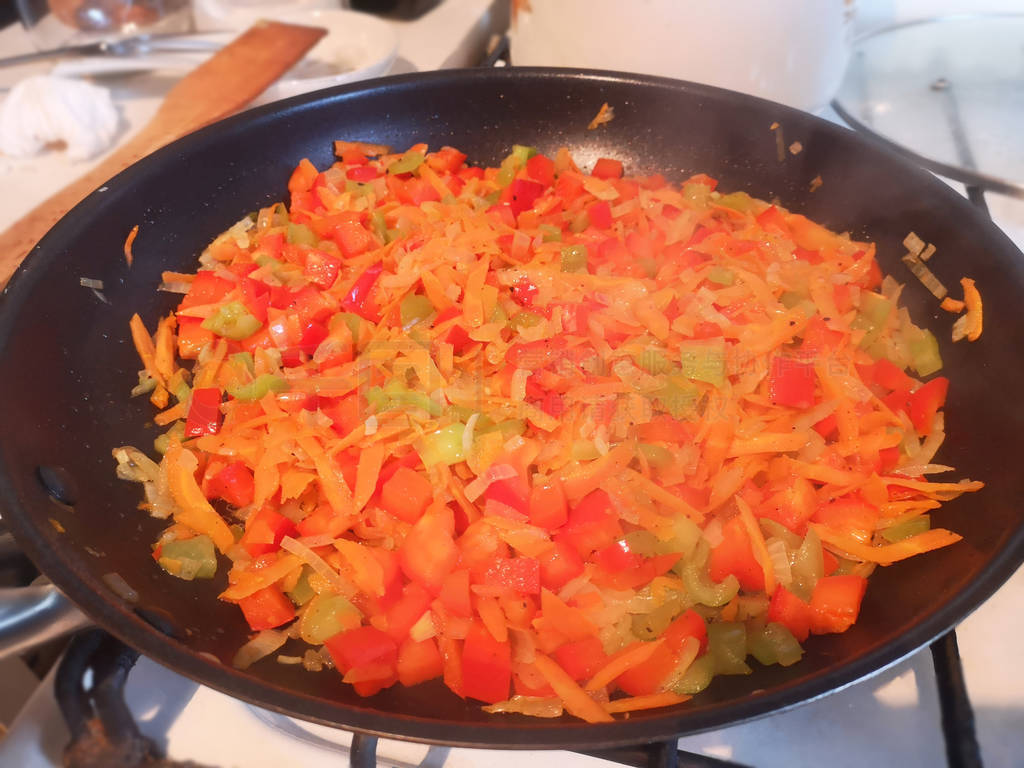 Steamed vegetables in a pan