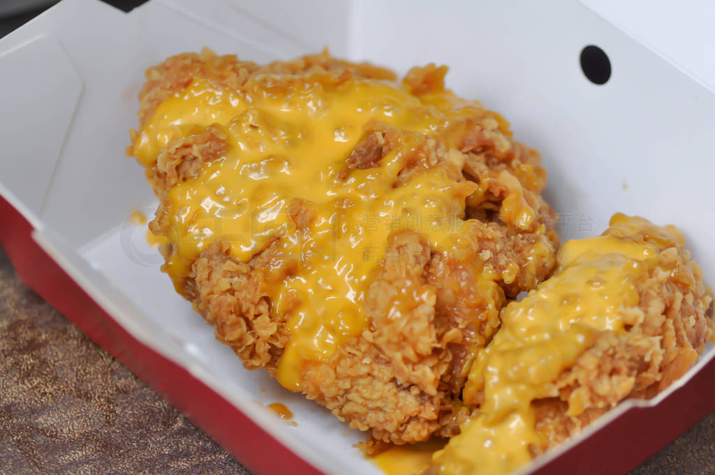 fried chicken, deep fried chicken with cheese topping