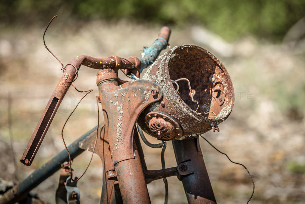 Rusted frame of a motorcycle