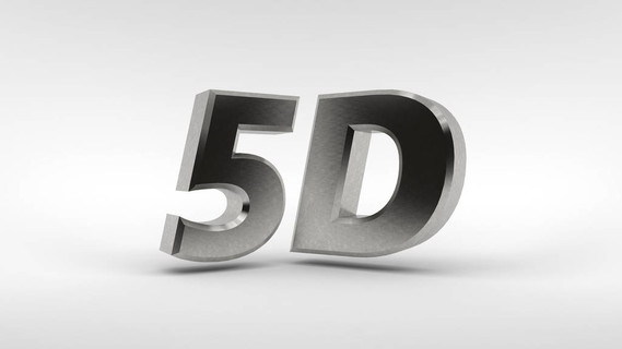 金屬5d 標識在白色背景下與反射效果隔離.3d 渲染