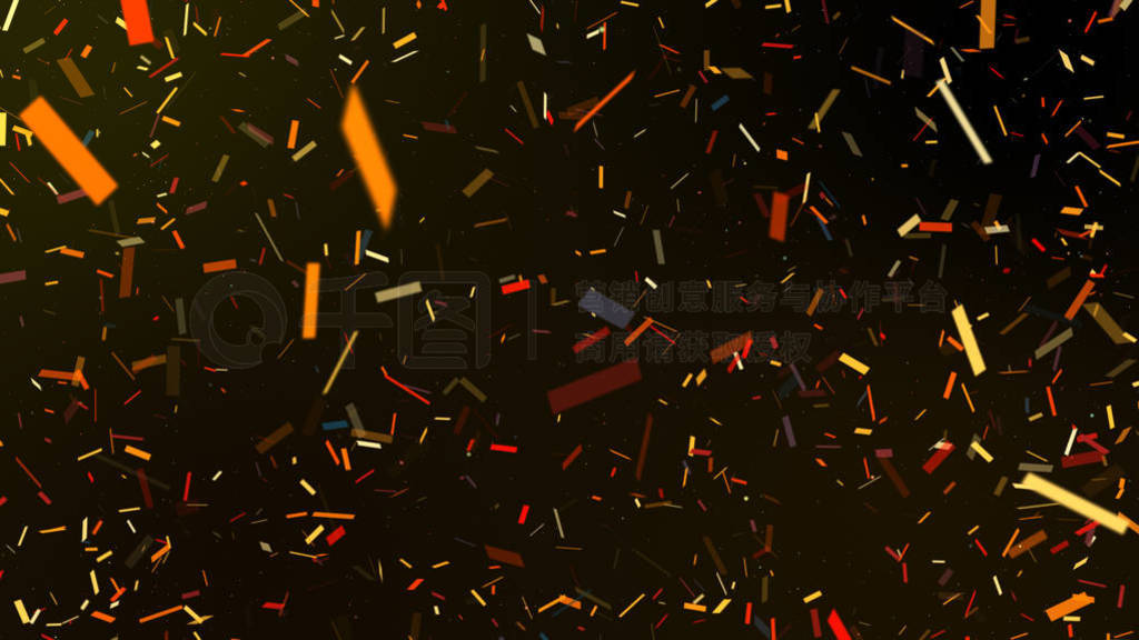 Colorful confetti party paper explosion and falling down. Black