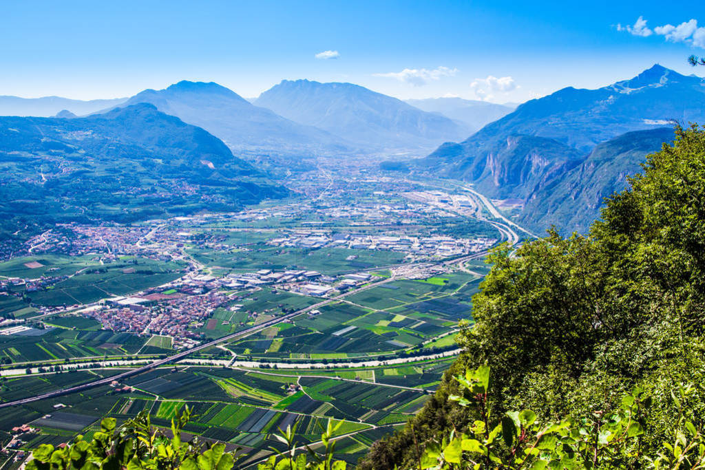 View of the Val d'Adige, a valley of the Adige river, Italy,