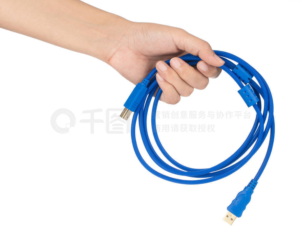 Hand holding High Speed USB Printer Cable USB 2.0 / 3.0 Cable A