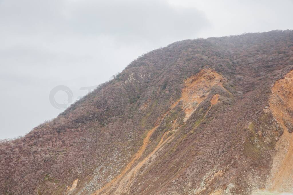 Owakudani is geothermal valley with active sulfur vents and hot