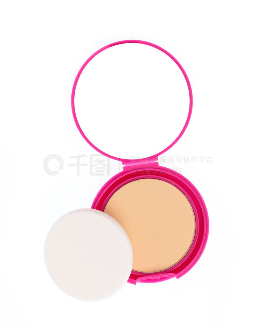 Makeup pink powder isolated on white background