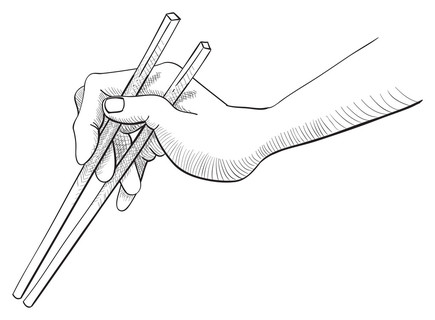 手拿筷子素描图片