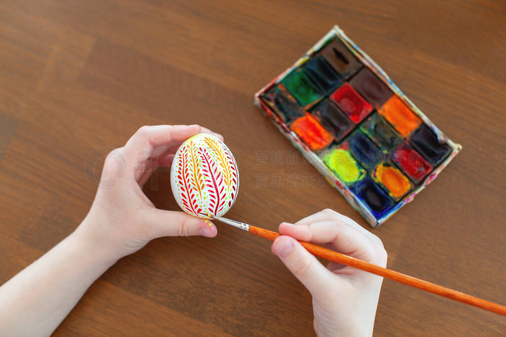 Easter preparation, egg painted.