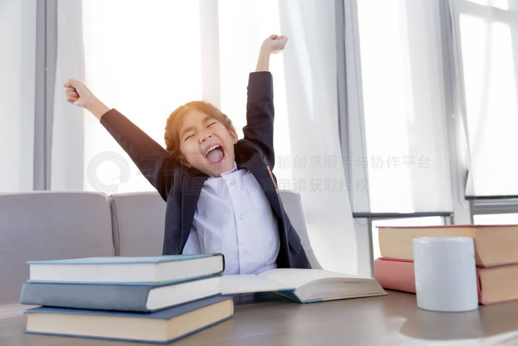 asian kid lazy action and happy finish reading study
