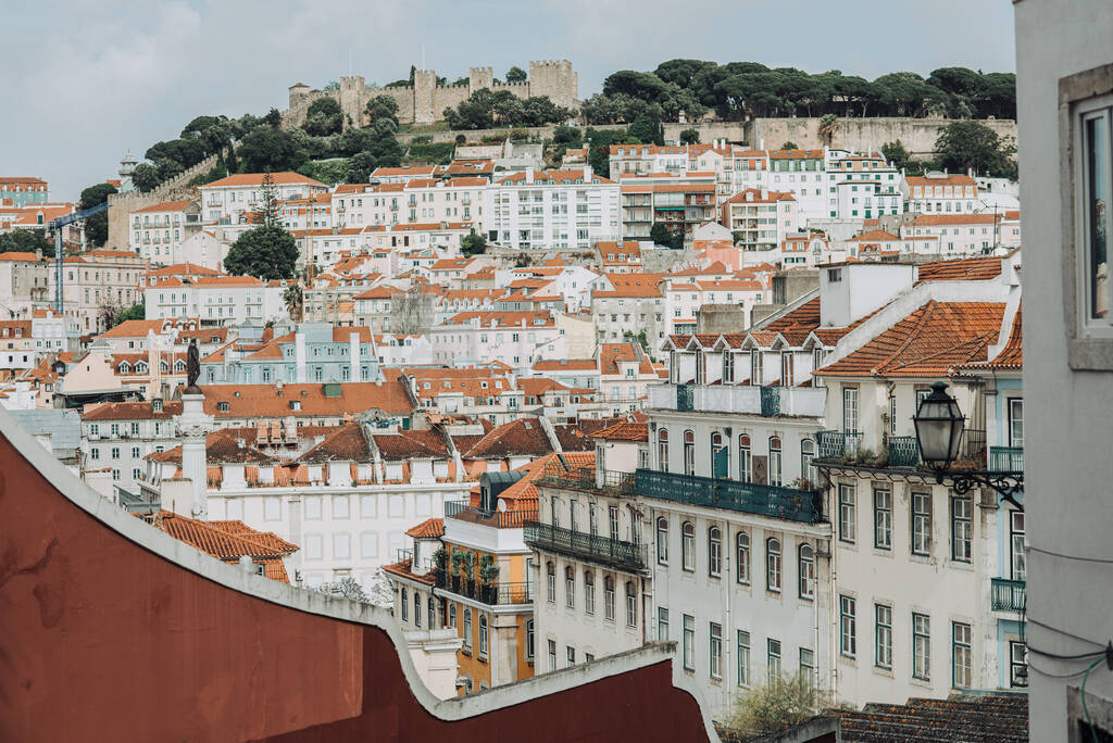 Panoramic view to Lisbon castle hill