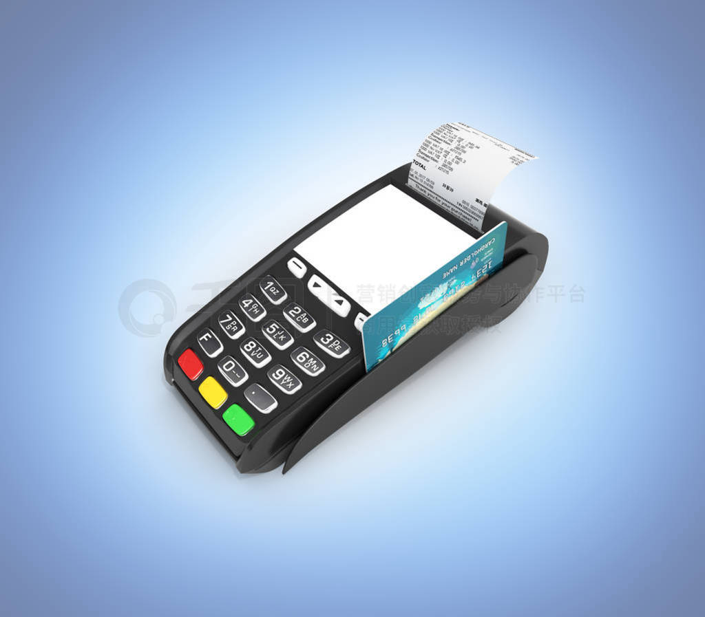 card payment terminal POS terminal with credit card and receipt
