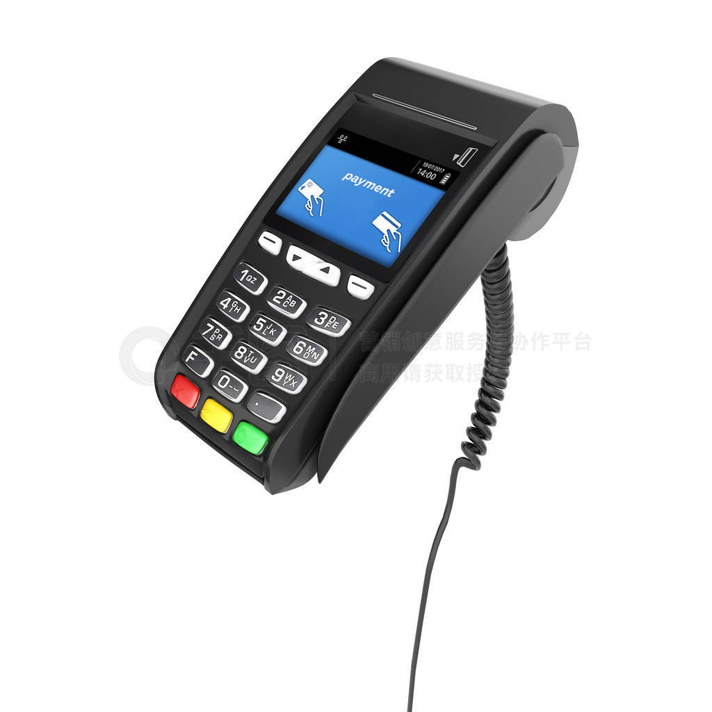 card payment terminal POS terminal isolated on white background