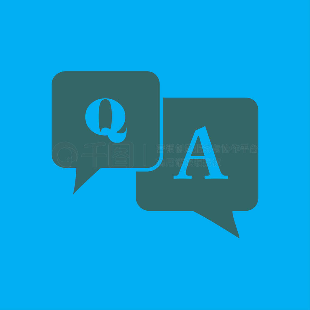 A sign symbol. Speech bubbles with question and answer.