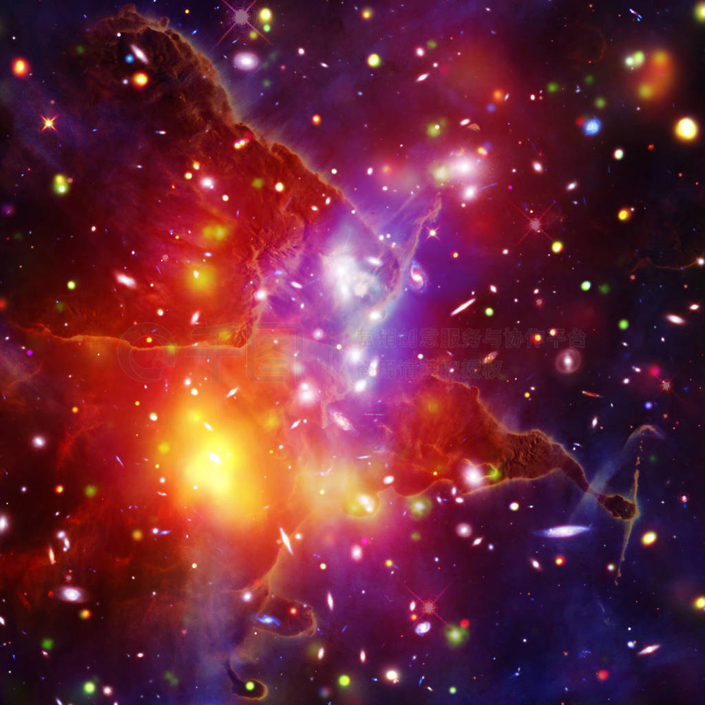 Glaxies and nebula in deep space. Star cluster. The elements of