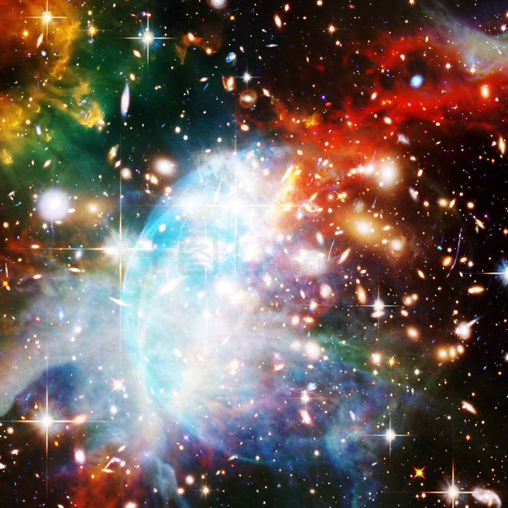 Glaxies and nebula in deep space. Star cluster. The elements of