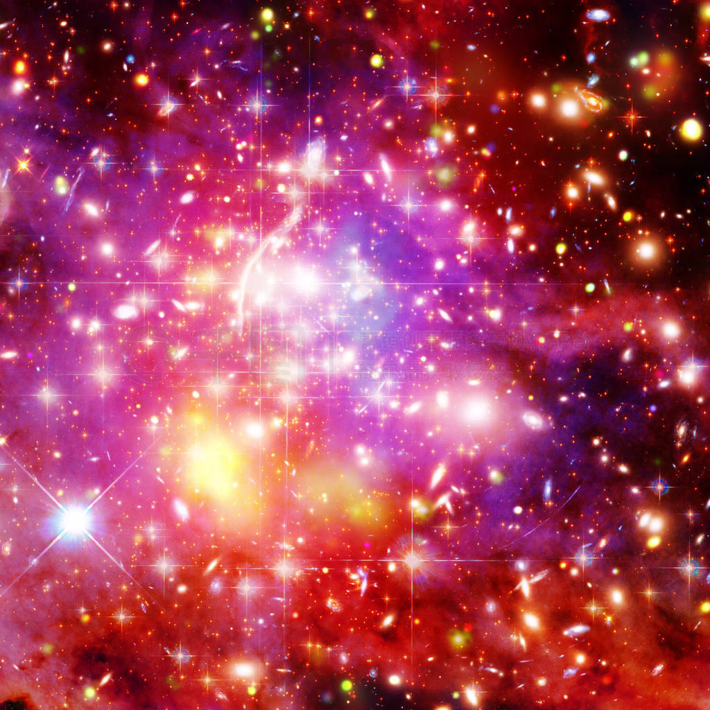 Glaxies and nebula in deep space. Star cluster. The elements of