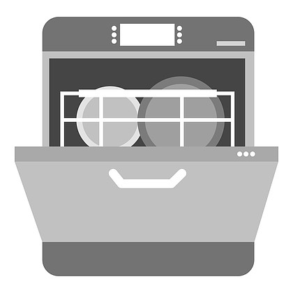 10单色洗碗机图标,白色背景隔离100洗碗机图标矢量010洗碗机线图标