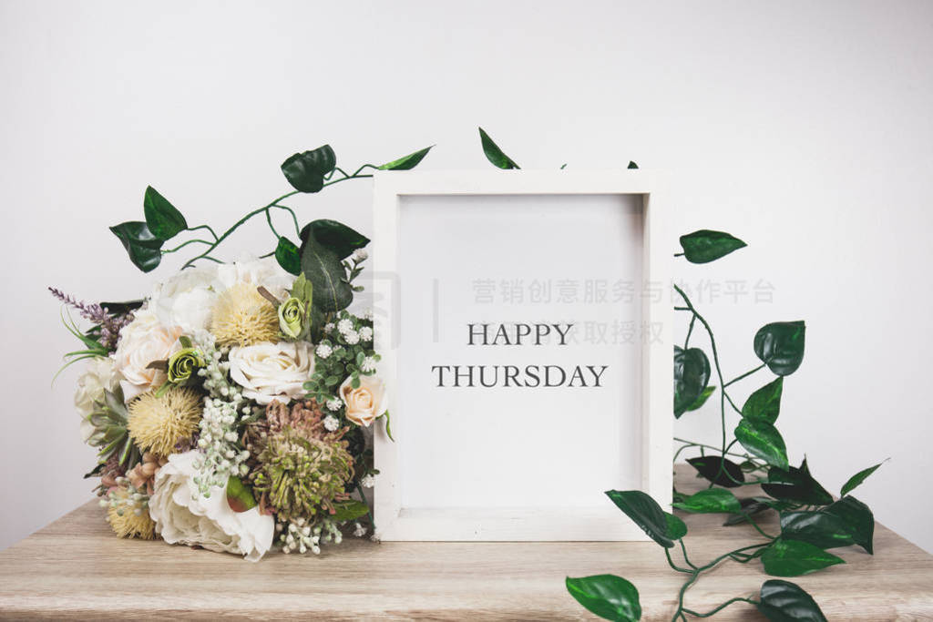 Happy thursday word with White frame mockup